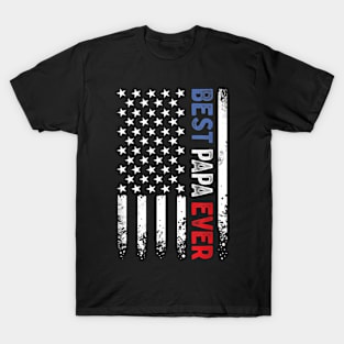 Father's Day Best Papa Ever with US American Flag T-Shirt